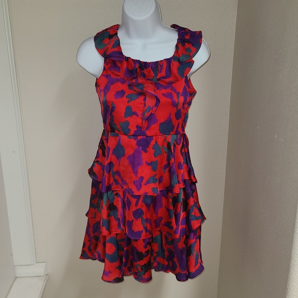 Red Print Ruffle Dress